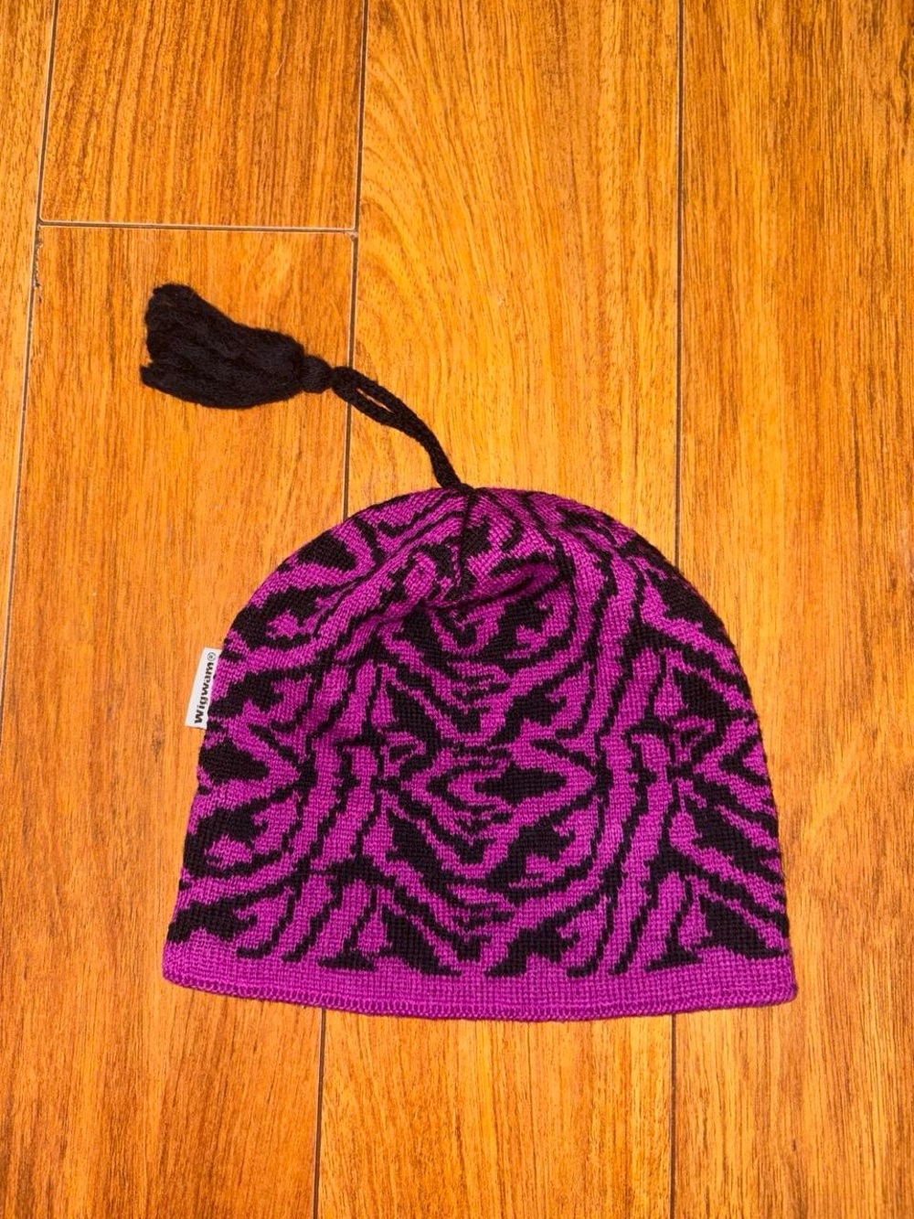 Y2K grunge purple and black beanie hat